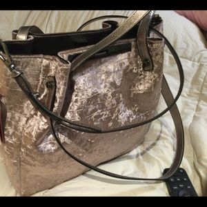 Enzo Angiolini Mocha Dark Gunmetal Velvet Bag with tags brand new